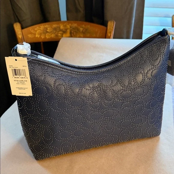 Coach Signature rivet Laurel shoulder bag True Navy - Picture 1 of 4